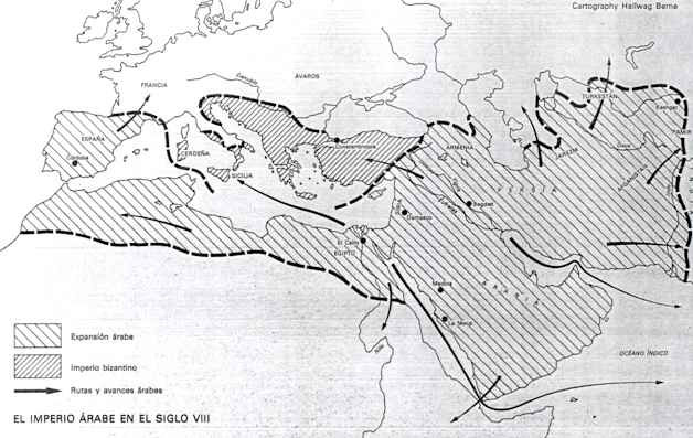 Mapa expansión árabe siglo VIII